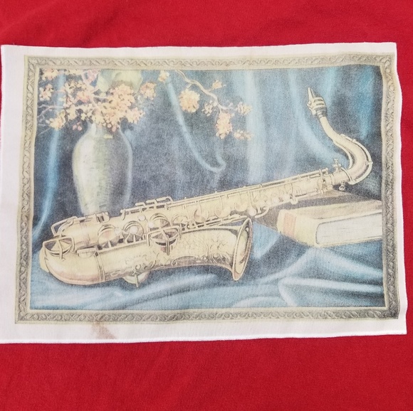 Vtg Red Band Saxophone Short Sleeve Box Logo Shirt - Picture 2 of 4